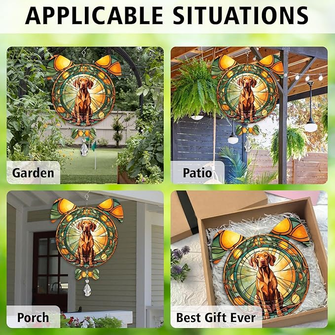 Vizsla Dog Ears Wind Spinner, Vizsla Wind Spinner Hanging for Yard and Garden V02