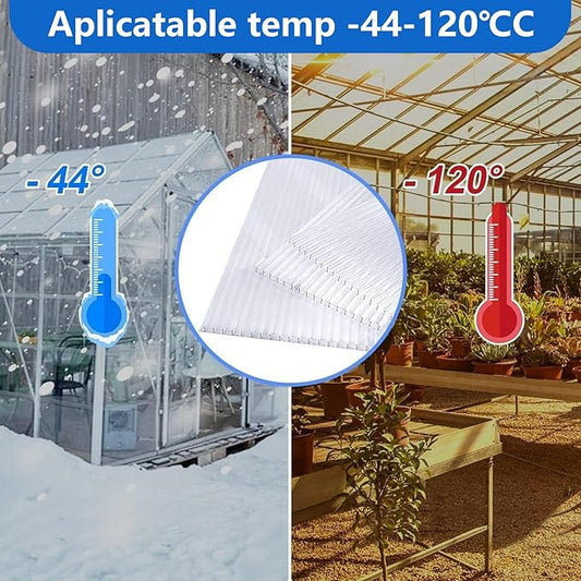 24 Pcs Polycarbonate Greenhouse Panels, 4' x 2' x 0.16'' Twin-Wall Panels, Polycarbonate Sheet for All Weather Outdoor Garden and Greenhouse Covering