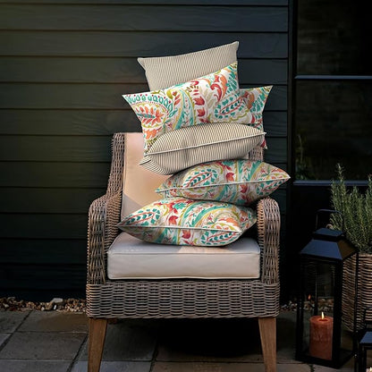 LVTXIII Outdoor/Indoor Throw Pillows, Decorative Patio Accent Pillows, Fluffy Water Repellent Garden Cushions for Home Patio Coach Sofa Use, 16×16 Inch, Pack of 2, Pretty Paisley