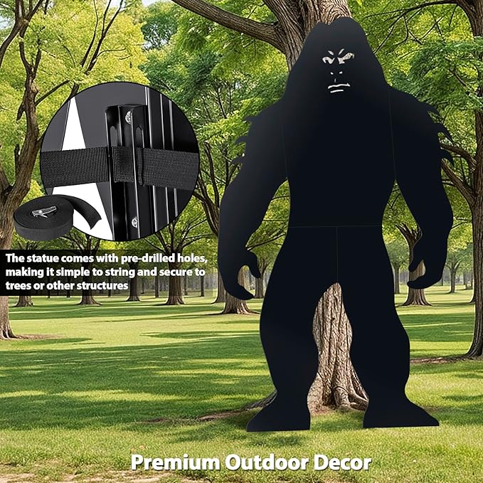 7.4Ft Tall Bigfoot Metal Outdoor Decor Big Foot Sasquatch Gifts for Men/Women/Dad Unique Bigfoot Silhouette Statues Perfect for Patio and Lawn Decor, Garden Decor, Yard Art, Yard Display