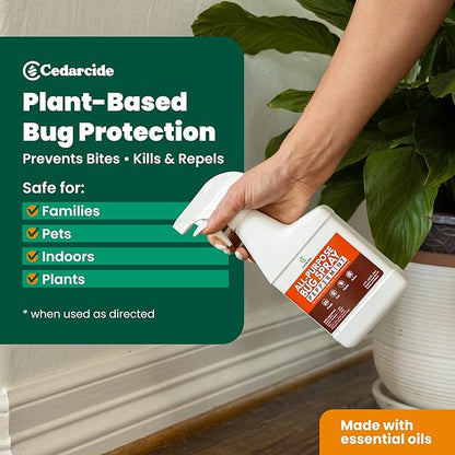 Cedarcide All-Purpose Bug Spray | Kill and Control Mosquitos, Fleas, Ticks, Ants | Made with Natural Essential Oils | Use on People, Pets & Kids (Peppermint, Quart (32 Oz.))