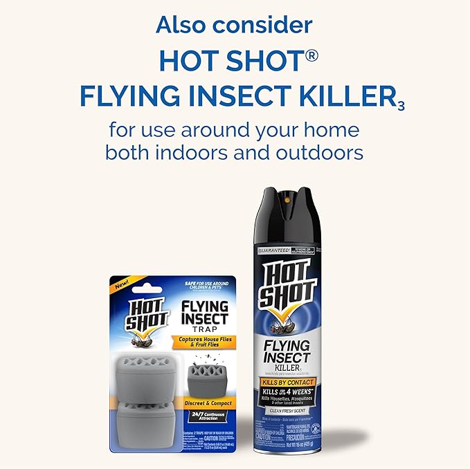 Hot Shot Flying Insect Trap, Discreet, Hassle-Free Trap Attracts, Captures House Flies and Fruit Flies, 24/7 Continuous Attraction, No Plug-in Or Electricity Needed, 6 Count