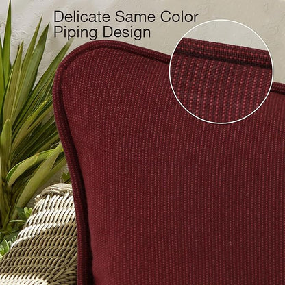 Sunbrella Decorative Outdoor Water Repellent Throw Pillows with Inserts, Set of 4, 18" x18" Pillows for Patio, Backyard, Bed, Couch, and Patio Furniture, Spectrum Ruby