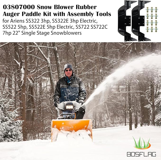 03807000 Snow Blower Auger Paddle Replaces Ariens 03807000 Auger Blade for Ariens 522 Snowblower Paddles Ariens SS522E Paddle Ariens SS322, SS322E, SS522, SS722, SS722C, 938017, 22" Snowblower