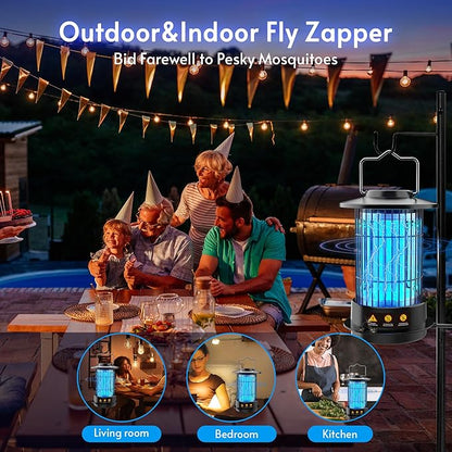 Bug Zapper Indoor - Bug Zapper Fly Zapper with Extra Bulb 4200V Mosquito Zapper Outdoor Mosquito Killer Fly Traps Insect Killer for Home Patio Camping, Plug-in with 4.92 Ft Cord