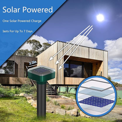Snake Repellent for Yard & Outdoors - Solar-Powered Sonic Snake Deterrent Devices, Waterproof, Pet Safe Rattlesnake Repellent (8)