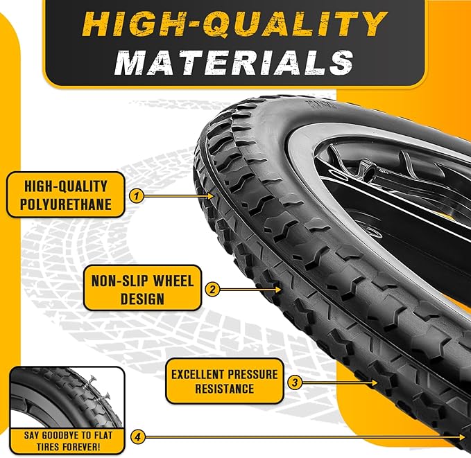 20x1.95" Rim Flat Free Cart Tire Assembly for Rubbermaid Garden Yard Cart, Garden Cart Wheels 20 inch with 5/8" Bearing Replacement for Wheelbarrow, Garden Trailers, Roofing Equipment by AZUNYYDS