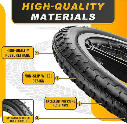 20x1.95" Rim Flat Free Cart Tire Assembly for Rubbermaid Garden Yard Cart, Garden Cart Wheels 20 inch with 5/8" Bearing Replacement for Wheelbarrow, Garden Trailers, Roofing Equipment by AZUNYYDS