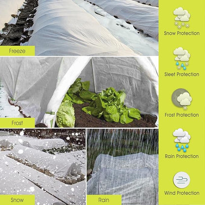 RIFNY Plant Covers Freeze Protection, 1 oz/yd² 8Ft x 24Ft Frost Cloth Plant Freeze Protection for Winter Frost Snowstorm, Frost Blankets for Outdoor Plants Protect from Birds, Pests