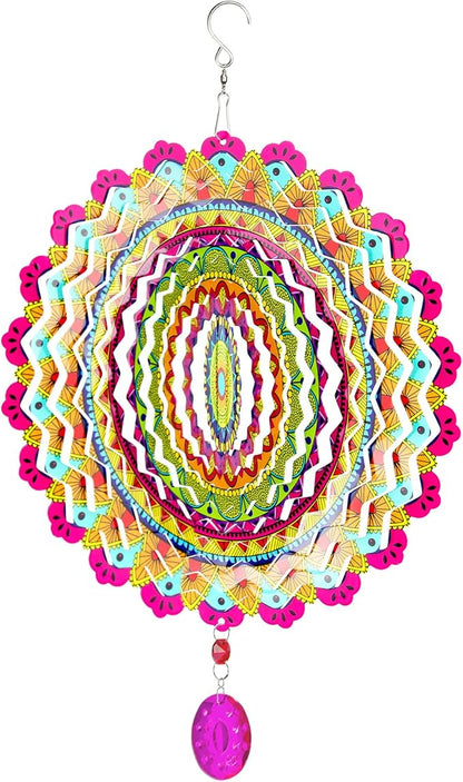 Wind Spinner, Hanging Wind Sculptures,Wind Spinners for Yard and Garden Decor,Yard Decorations Outdoor,Hanging Art Ornaments for Garden Yard Balcony Decor (Mandela Multicolor)