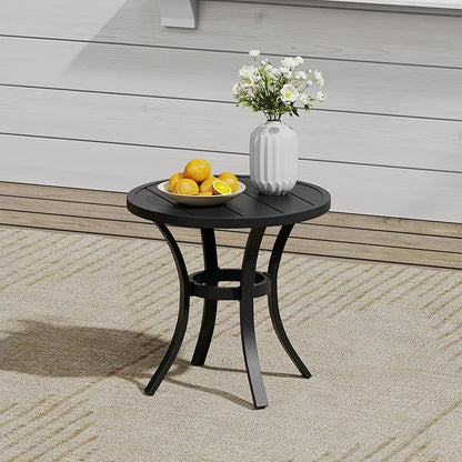 VICLLAX 3 Pieces Small Outdoor Furniture, 2 Patio Swivel Chairs and Small Round Outdoor Table for 2, Mixed Brown Chairs & Black