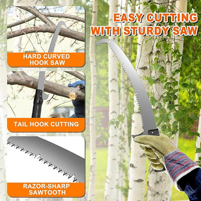 30FT Reach Pole Saw for Tree Trimming, Telescoping Tree Pruner Extendable with 5-24FT Extension Pole, Manual Saw for Yard, Garden, Patios