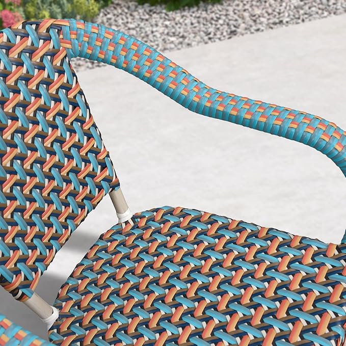 PURPLE LEAF 9 Pieces Outdoor Table and Chair Set Patio Furniture Set with Large Rectangular Table and 10 French Dining Chairs for Poolside Deck Colorful Patio Dining Set