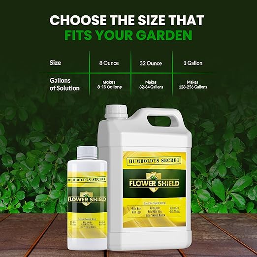 Humboldts Secret Flower Shield | Insecticide, Pesticide, Miticide, Fungicide | Bug Spray for Plants | Spider Mite & Powdery Mildew Control | Indoor & Outdoor | Houseplant & Garden | 1 Gallon