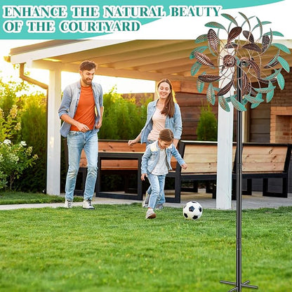 360° Wind Spinners Outdoor, Wind Sculptures Windmill with Metal Stake, Kinetic Large Metal Yard Art Decor Spinners Pinwheels for Garden Outside Patio Lawn, 63.2 * 13.2"