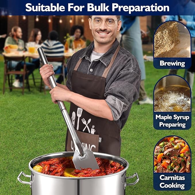 ARC 32QT Seafood Boiling Kit, 200,000BTU Propane Burner and 36" Mixing Paddle, Crawfish Boil Pot w/Basket and Steamer Rack, Outdoors Cooking and Steaming, Large Turkey Fryer Pot, Lobster Shrimp Pot
