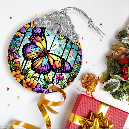 Butterfly Stained Glass Suncatcher, Christmas Tree Ornament, Holiday Decor, Gifts for Butterfly Lovers