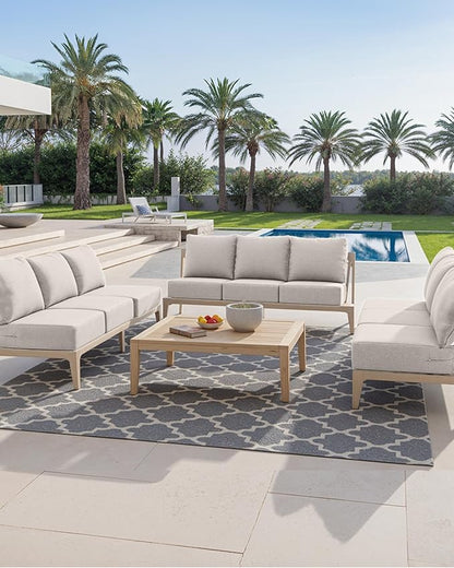 Luxury 24x24x6 Inch Outdoor Furniture Cushions Set of 6 - Comfortable Deep Seat Patio Zipper Chair Cushion for Outside Wicker Dining Rocking Swivel Chairs Loveseat Couch Sectional Sofa - Beige