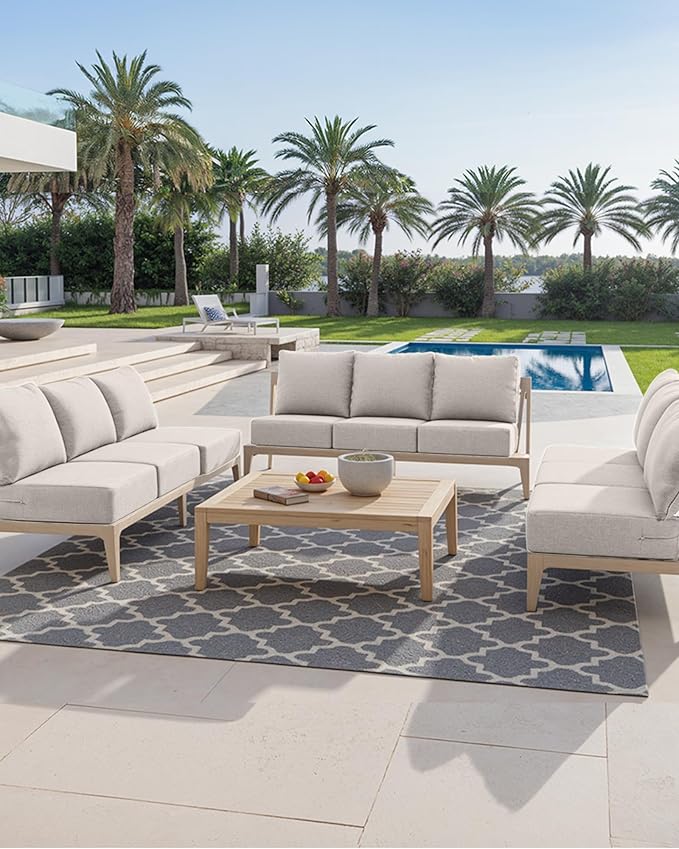Luxury 24x24x6 Inch Outdoor Seat Cushions - Set of 2 Water Resistant Patio Chair Seat Comfortable Cushion for Porch Set Rattan Dining Rocker Glider Chairs Loveseat Couch Sectional Sofa - Beige