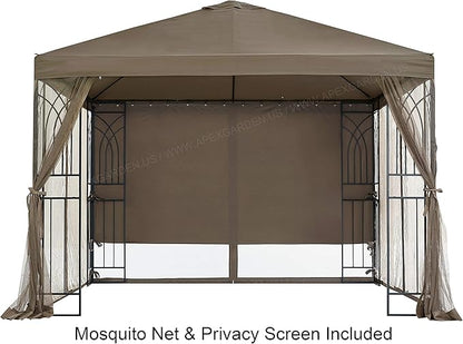 APEX GARDEN Symphony II 10 Ft. x 10 Ft. Gazebo w/Net/Privacy Curtain/Planter Holders