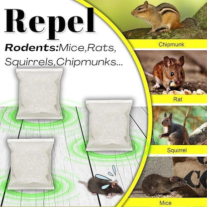Mouse Repellent Pouches,Peppermint Oil Powered, Indoor Outdoor & Car Use, Natural Rodent Deterrent for Home, RV, Garage | Safe for Pets & Kids,Advanced Botanical Formula for RV & Vehicle Protection