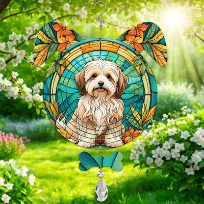 Havanese Dog Ears Wind Spinner, Havanese Wind Spinner Hanging for Yard and Garden V02