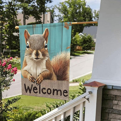 Squirrel Garden Flag Vertical Double Sided Outdoor Yard Flags 12.5x18 Inch Burlap Banners for House Lawn