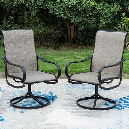MFSTUDIO Swivel Patio Dining Chairs Set of 2, Outdoor Dining Chairs with Breathable Quick-Drying Textilene Fabric & Sturdy Metal Frame, All Weather Outdoor Furniture Chairs for Deck, Bistro, and Lawn