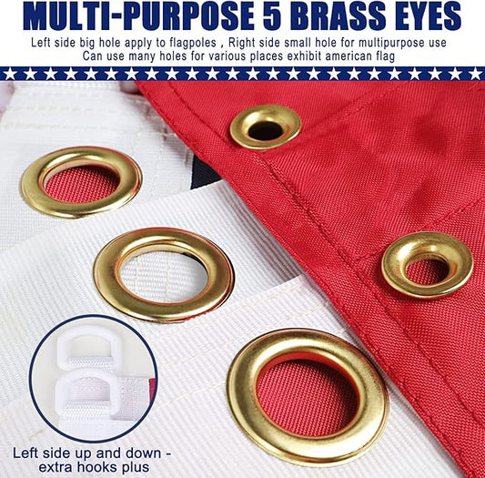American Flag 6x10 Ft, Five Brass Grommets Multipurpose US Flag, Embroidered Stars, Sewn Stripes, Outdoor Heavy Duty Durable USA Flags, Hanging Indoor/Bedroom/Room/Wall American Flag