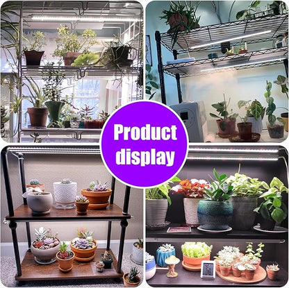 LED Grow Light Strips for Indoor Plants, 16‘’ Full Spectrum 240 LEDs with 4 Install Methods, 6/12/16H Timer, 10 Dimmable Levels, 3 Switch Modes for Seedling Succulent Sunlike Strip (2 Head 2 Pack)