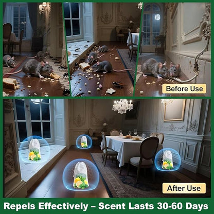 32PCS Mouse Rodent Repellent, Natural Mouse Repellent Peppermint Oil for Mice, Rats, Squirrels, Spiders and Pests, Keeps Pests Away Effectively from Garden & Home, Indoor & Outdoor Use (Peppermint)