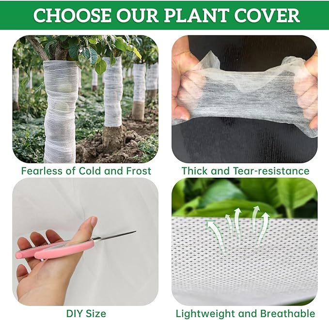 Plant Covers Freeze Protection 10 ft x 33 ft Fabric Frost Cloths for Outdoor Plants 1oz/yd² Floating Row Plant Blankets for Winter Frost Sun Protection