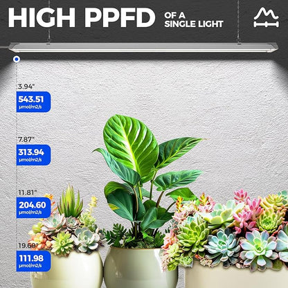 Barrina TX72 4FT Grow Light for Indoor Plants, 72W (500W Equivalent), High PPFD, 5000K Daylight Full Spectrum, Grow Lights for Seed Starting, Vegetable, Greenhouse with On/Off Switch, Linkable, 1 Pack