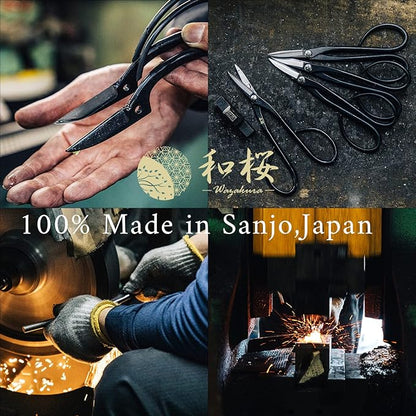 Wazakura Made in Japan 6PCS Bonsai Professional Tool Kit with Roll Bag: Yasugi Steel Twig Scissor, Concave Branch Cutter, Knob Cutter, Jin Plier, Wire Cutter, Root Cutter. Bonsai Tool Set with Case