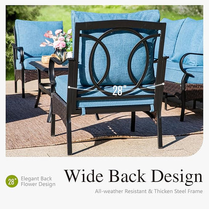 Sophia & William Extra Large Outdoor Patio Swivel Sofa Chairs Set 2 PCS Heavy-Duty Metal Porch Furniture with High Back & Deep Seating Area, 5.5" Thicken Cushions for Deck, Lawn, Outside (Navy)