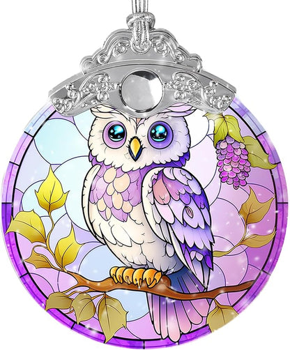 Stained Glass Suncatcher Owl Ornament for Christmas, Holidays, Tree Decor, and Home - Owl Gifts