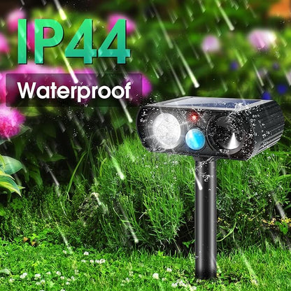 2Pack Solar Deer Repellent Device Ultrasonic Repellent Outdoor Solar Animal Repeller with LED Strober Light&Motion Sensor,2025 Cat Deterrent Outdoor to Scare Squirrel Raccoon Skunk Rabbit