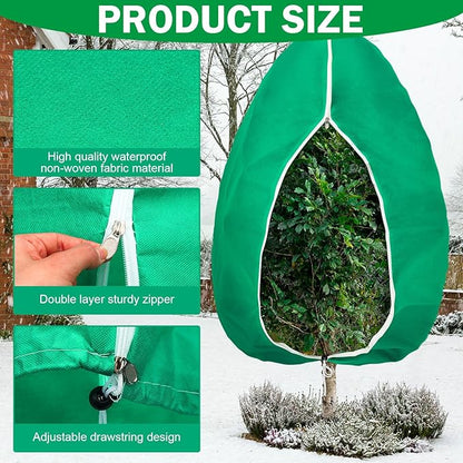 Plant Covers Freeze Protection 10 x 10 ft Extra Large Frost Cloth Plant Covers with Zipper Drawstring Winter Cold Weather Frost Blankets for Outdoor Palm Fruit Tree and Shrubs(Green)
