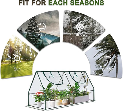 Outdoor Greenhouse with Screen Door,Outside Heavy Duty Walk in Green House for Garden Plants UV Protection Thermostatic Waterproof (Green, 47x23x23 Inch)