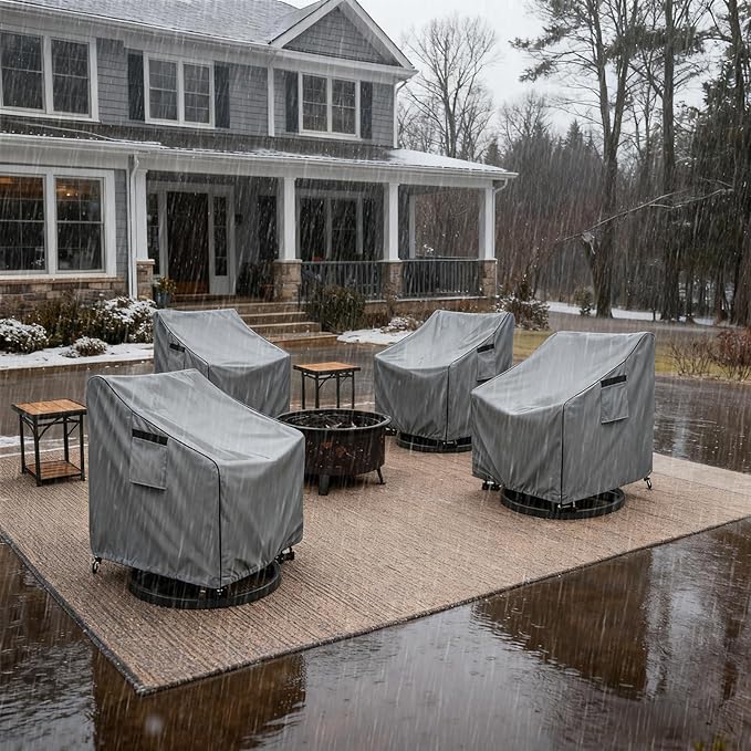 Patio Swivel Chair Cover 4 Pack,Waterproof Heavy Duty Outdoor Chair Covers,Outdoor Swivel Chair Cover for Patio Furniture Covers(30 W x 34 D x 38.5 H inches),Grey