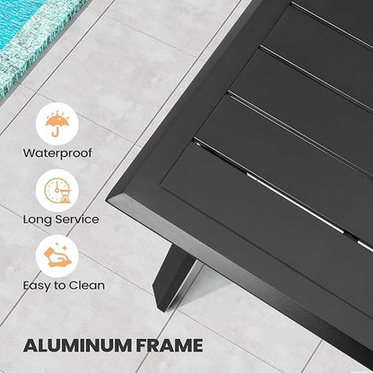 Aluminum Outdoor Dining Table for 6-8, 83" Rectangle Patio Table with 1.69" Umbrella Hole, All-Weather Deck & Backyard Furniture