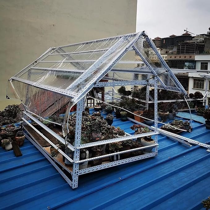 12' X 20' Clear Tarps Heavy Duty Waterproof PVC Vinyl 14 Mil Thick, Glass Tarpaulin with Metal Grommets, Protects Against Water, Tear, Cold Weather Resistan for Greenhouse Balcony Garden