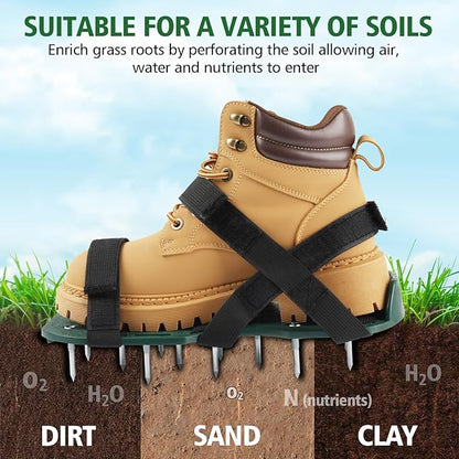 Lawn Aerator Shoes for Grass, Lawn Aeration Shoes with Adjustable Hook Loop Straps and Heavy Duty Spike, Soil Aerator Tool for Aerating Patio Yard Garden