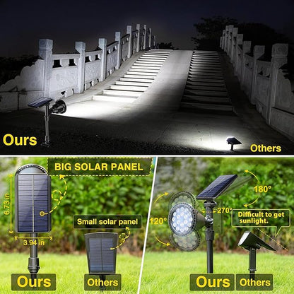 ROSHWEY Solar Outdoor Lights, Waterproof Solar Yard Lights 600LM Spot Light Outdoor for Tree Pathway Walkway Driveway Patio (Cool White, 4Pack)