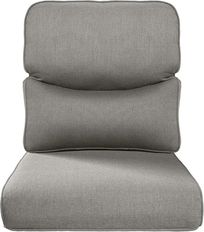 Pop 22x25/22x24 Outdoor Replacement Cushions - 1 Set High Back Deep Seat Patio Furniture Cushion for Wicker Dining Swivel Rocking Chairs Rattan Loveseat Couch Sectional Sofa - Grey/Smile