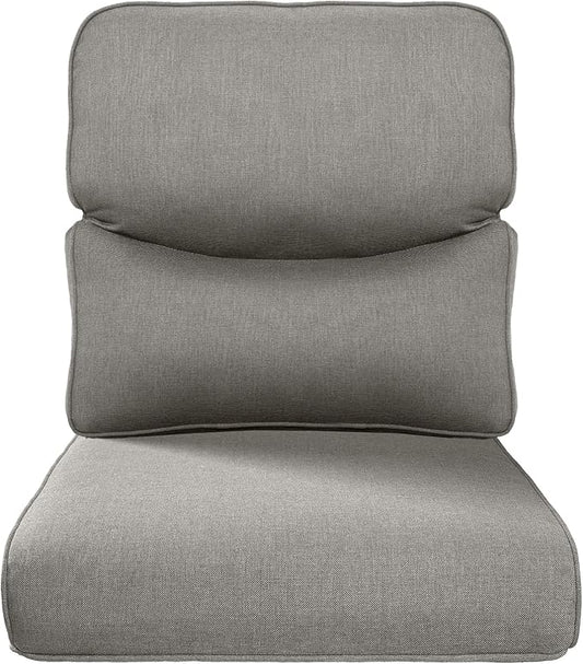 Pop 22x25/22x24 Outdoor Replacement Cushions - 1 Set High Back Deep Seat Patio Furniture Cushion for Wicker Dining Swivel Rocking Chairs Rattan Loveseat Couch Sectional Sofa - Grey/Smile