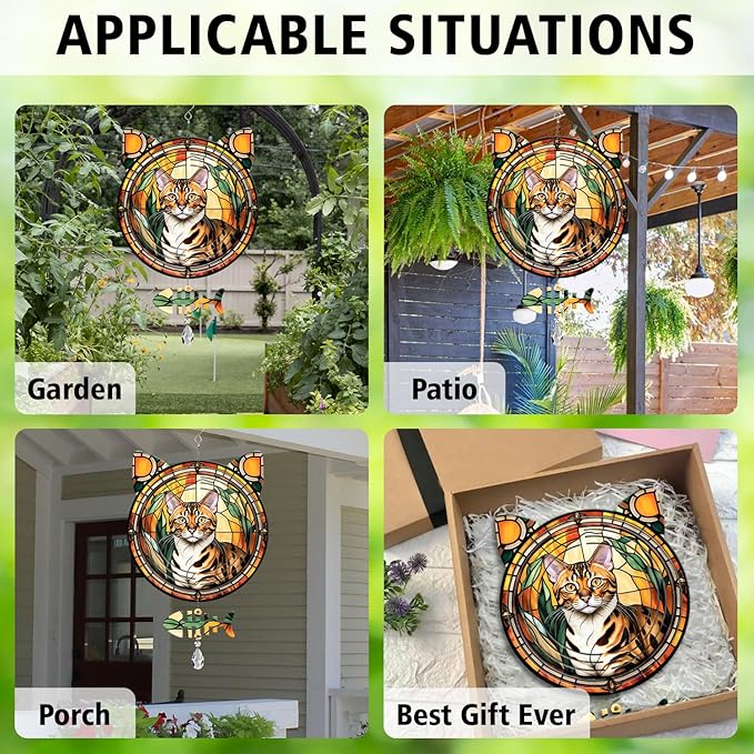 Bengal Cat Wind Spinner, Bengal Cat Wind Spinner Hanging for Yard and Garden
