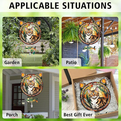 Bengal Cat Wind Spinner, Bengal Cat Wind Spinner Hanging for Yard and Garden