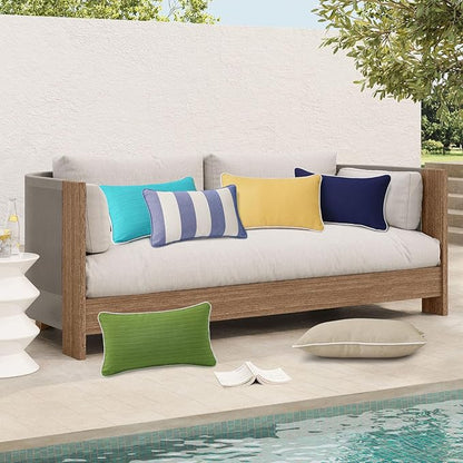 Decorative Outdoor Water Repellent Throw Pillows with Inserts, Set of 4, 20" x12" Pillows for Patio, Backyard, Bed, Couch, and Patio Furniture, Lawn Green