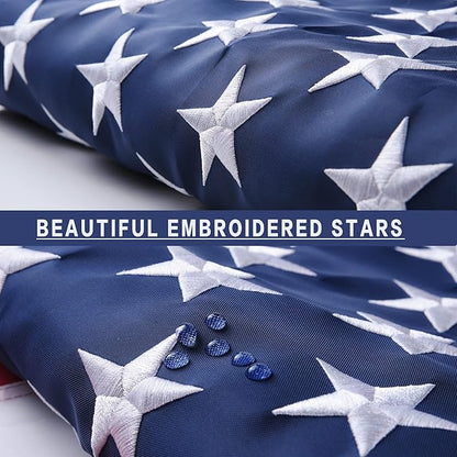American Flags for Outside 20x38, USA US Flag Heavy Duty Outdoor, Made of 210D Oxford Fabric, Embroidered Stars, Brass Grommets